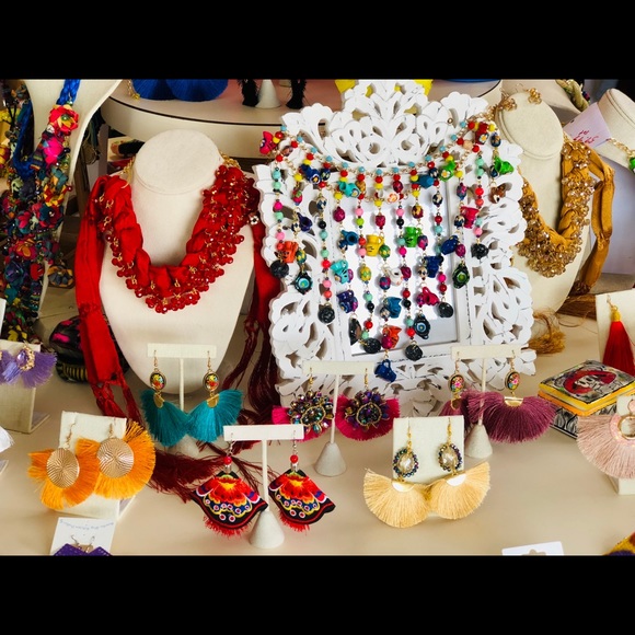 Mexican Hand Painted Tassel Earrings - Picture 3 of 8